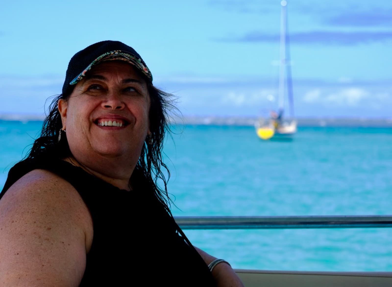 Sailboat from the cruise ship balcony