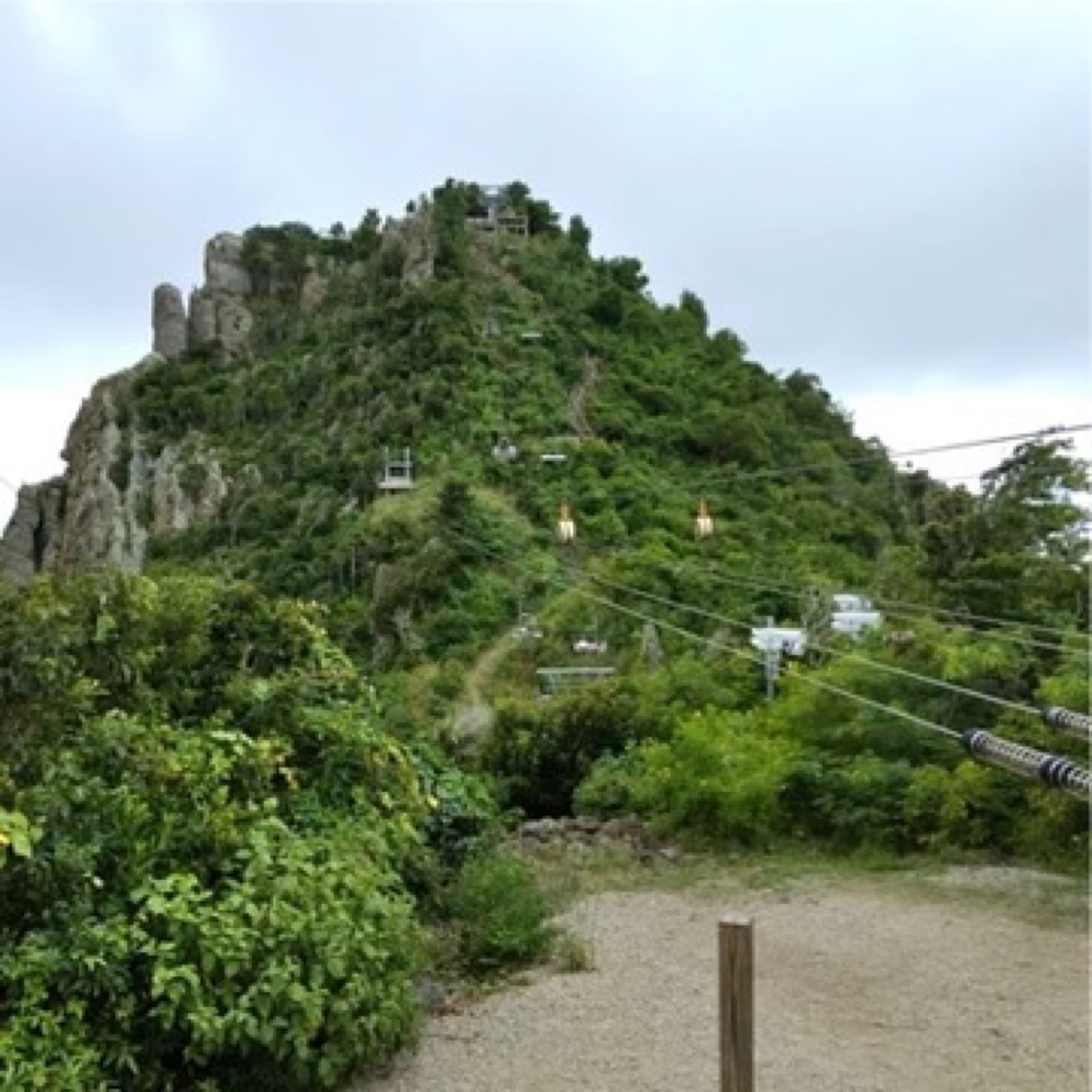 Looking up at the zipline launch