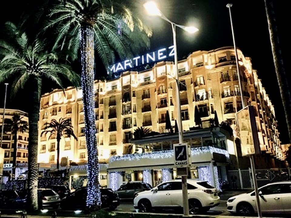 Hotel Martinez on the Cannes Croisette at night