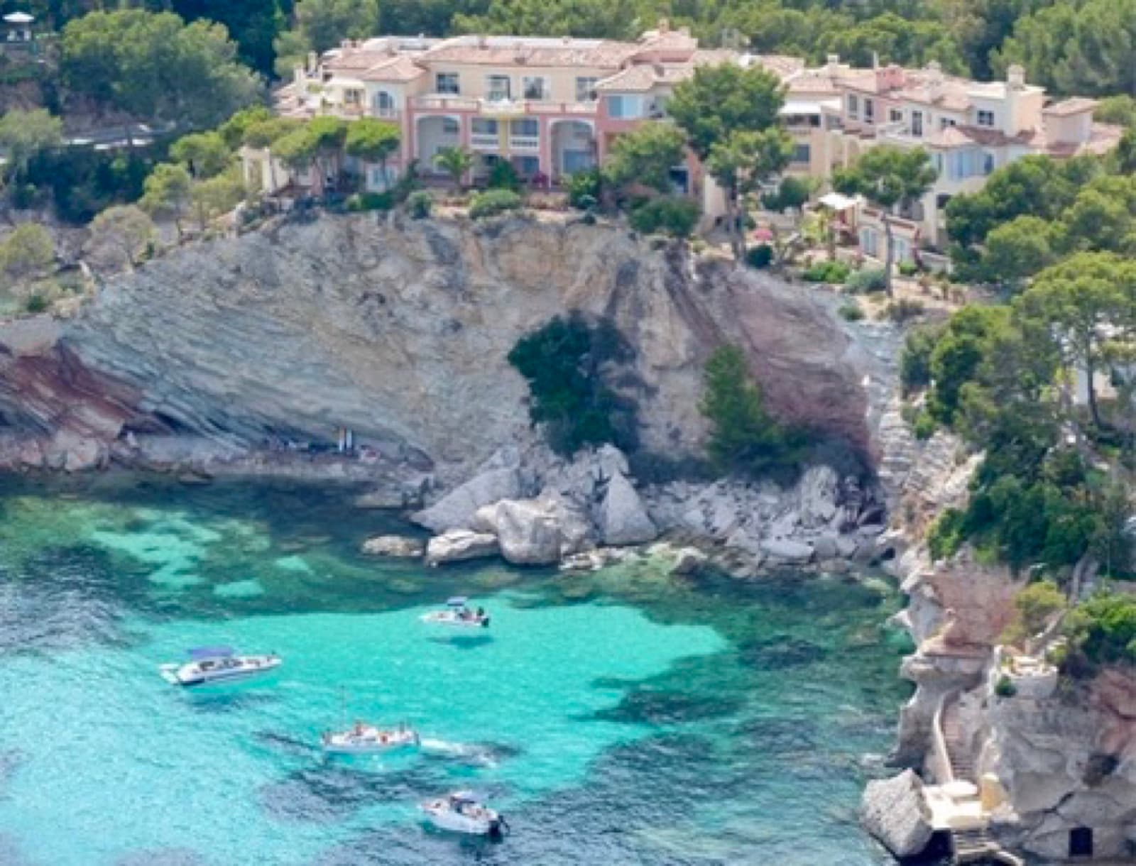 Clifftop villas above a cove, Mallorca