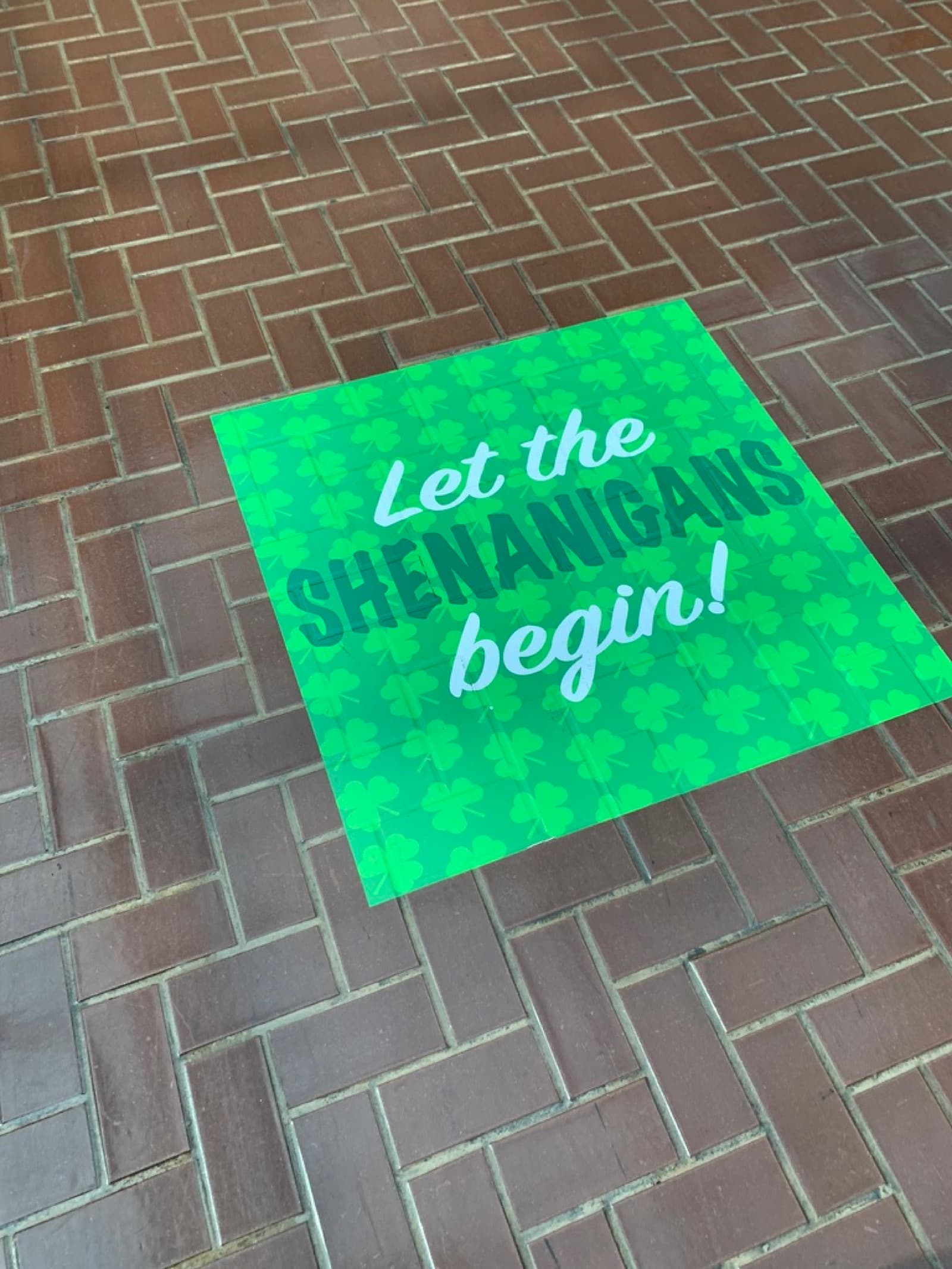 "Let the Shenanigans begin" decal in River Street