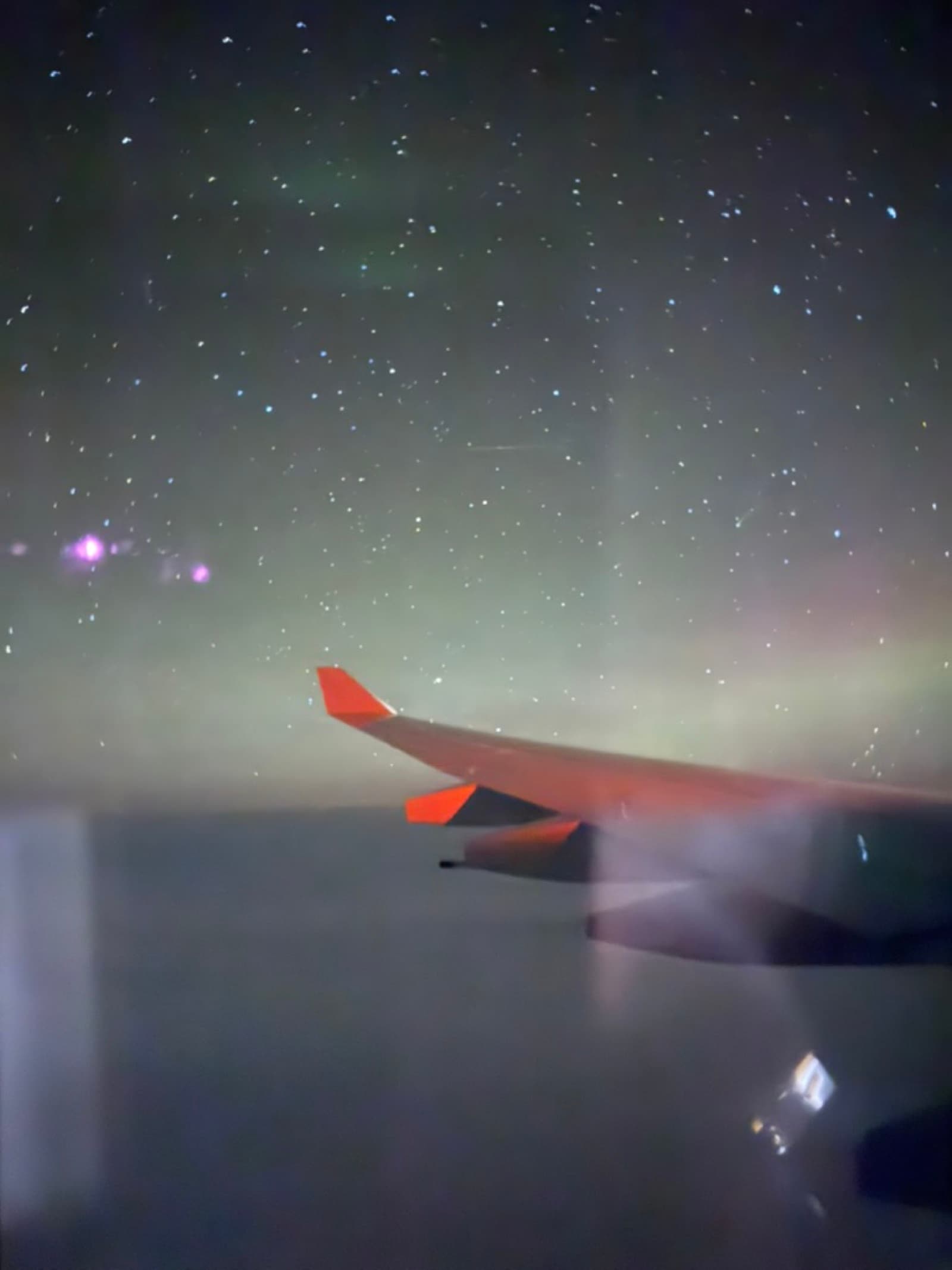 Aurora borealis from the airplane window
